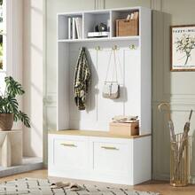 Hall Trees - Natural+White + MDF + Particle Board - View 2