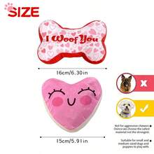 1个带心形骨头造型的狗狗毛绒发声玩具，内置发声器和沙沙纸，可有效缓解狗狗无聊，适合小型犬、幼犬和猫咪的宠物咀嚼玩具，情人节宠物玩具 - 彩色 - 查看 3