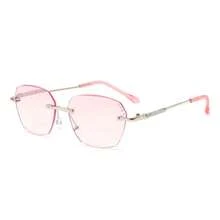 Sparkling Rhinestone Embedded Frameless Reading Glasses For Women, With Gradient Pink Lenses, Diopter Range +1.00 To +4.00, Women's Eyewear Accessories - White - View 11