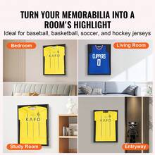 Jersey Display Frame Case, 24 X 32 X 1.5 In, Large Lockable Sport Jersey Shadow Box With 98% UV Protection PC Glass And Hangers, For Baseball Basketball Football Hockey Shirt And Uniform, Black - Black - View 6