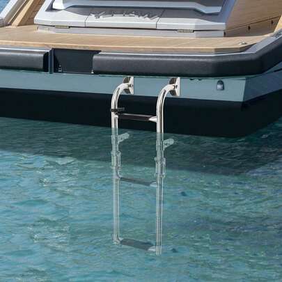 3 Step Folding 304 Stainless Steel & PVC Boat Ladder Silver & Black