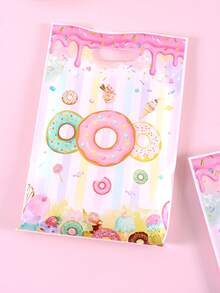 10/20/50个装甜甜圈主题礼品袋，塑料礼品包装袋，适用于婚礼、新娘送礼会、婴儿派对、周年纪念、生日派对用品、春夏假日手提袋、厨房用品、小型企业用品、零售购物袋 - 彩色 - 查看 6