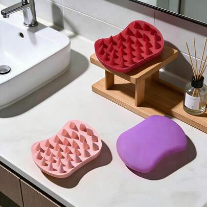 فرشاة غسل الشعر السيليكون المحمولة 1 قطعة، فرشاة تنظيف وتدليك فروة الرأس، سهلة التنظيف من أوساخ الشعر، منتج حمام مناسب للاستخدام المنزلي والسفر