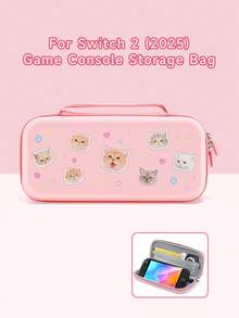 1 Set Cute Cat Design Compatible Accessories For Switch 2 (2025)/Switch NS/Switch OLED, Including Protective Case/Dock Cover/Storage Bag, TPU Soft Shell, Stylish & Practical, Portable Stand, Anti-Fall Anti-Scratch Anti-Fouling, Fashionable Romantic Gift - Multicolor - View 9