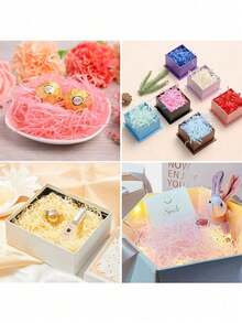 100g Papel de rafia, relleno para regalos, papel de rafia reutilizable, no se desvanece, adecuado para el Día de San Valentín - Multicolor - Ver 2