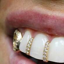 1 Set Zirconia Stone Hollow Heart Shaped Grillz, Unique Hip Hop Party Prop, Unisex - Multicolor - View 3