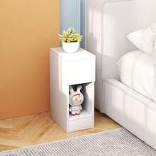 Bedside Table With Drawers, Side Table, Nightstand With Open Compartment, Chest Of Drawers For Bedroom, Living Room, 20 X 30 X 50 Cm, White | - White - View 6