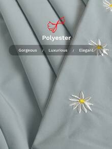 一件女士斋月长袍 - 雾蓝色长袍，袖子上饰有白色花卉刺绣，圆领长袖，柔软针织面料，优雅的伊斯兰服饰，适合开斋节聚会和春季庆祝活动。 - 霧霾藍 - 查看 5