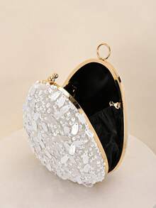 1 chiếc túi đeo chéo đính hạt hoa trắng, túi cầm tay dự tiệc dây xích cổ điển, túi dự tiệc phù dâu, túi đính sequin, phụ kiện váy dạ hội, túi độc đáo, đồ dùng đám cưới, quà tặng nữ, túi Giáng sinh, túi Ngày Valentine (mẫu ngẫu nhiên), quà tặng Ngày Valentine - Màu be - Xem 4