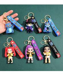 Llavero de plástico con personaje de anime, dibujos animados, K-Pop, The Witcher, llavero con patrón de gato de personaje de anime, decoración de mochila, pequeño regalo para vacaciones - Multicolor - Ver 4
