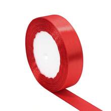 Ruy băng satin màu đỏ tươi, dài 25 thước/cuộn, chất liệu vải bóng mượt, thích hợp để tự làm thiệp mời cưới, bó hoa cưới, gói quà, trang trí tiệc, đồ thủ công may vá, phụ kiện bó hoa cưới, trang trí đám cưới. - Đỏ - Xem 13