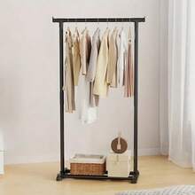 1 Pack Clothing Rack For Hanging Clothes, Rolling Clothes Garmen Rack Coat Rack Portable Wardrobe Rack Metal Closet Rack For Bedroom Laundry Living Room - màu đen - Xem 1