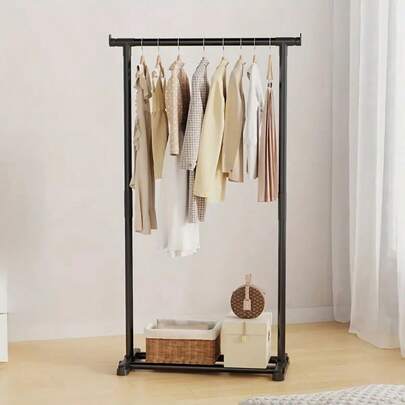 1 Pack Clothing Rack For Hanging Clothes, Rolling Clothes Garmen Rack Coat Rack Portable Wardrobe Rack Metal Closet Rack For Bedroom Laundry Living Room