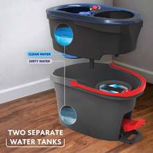 RinseClean Spin Mop & Bucket System + 2 Extra Mop Heads| Clean With Clean Water | Removes 99% Of Bacteria - A - Xem 2