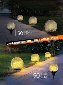 1 قطعة مصباح كرة زجاجية LED بالطاقة الشمسية، تأثير الزجاج المتشقق، إضاءة محيطية متعددة الألوان دافئة للحديقة والفناء والطاولة والمناسبات الاحتفالية، بطارية نيكل بالطاقة الشمسية - متعدد الألوان - مشاهدة 4
