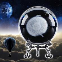 Handmade Dandelion Crystal Ball - K9 Glass, Feng Shui Decor Ball With Metal Stand, Suitable For Home And Office - A - View 8