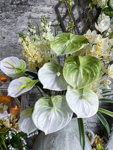 1/3/5/10支装人造白色马蹄莲，火烈鸟花，适用于婚礼、办公室、派对、酒店、家居装饰、室内、桌面、家居、季节性、户外、DIY、房间装饰、婚礼、墙面、厨房、情人节花束 - 純白色 - 查看 7