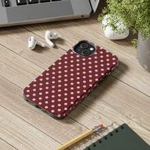 Red Base Pink Polka Dot Phone Case - Shock-Proof Phone Case, Compatible With IPhone 17/16/15/14/13/12/11 Pro Max/Pro Plus/12 Mini/13 Mini, Suitable For Galaxy S26 S25 S24 S23 S22 S21 Plus Ultra Phone Case. - Red Base With Pink Dots - View 4
