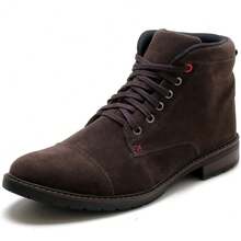 Men's Ankle Boot In Suede With Laces, Rubber Sole, Casual And Modern - 咖啡 - 查看 7