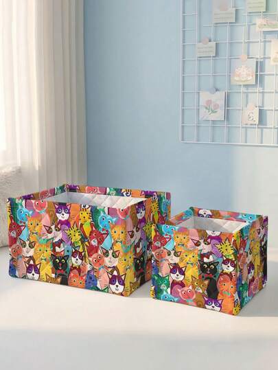 印花桌面收纳篮，桌面整理篮，化妆刷及护肤品收纳篮，桌面装饰，化妆品收纳盒，便携式野餐篮，礼品