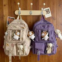 Mochila Linda para Adolescentes | Gran Capacidad, Estética de Lona, Mochila Escolar y de Viaje - Cuadrado - Ver 9