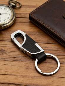 4-Piece Stylish Business Men's Watch Set, Including 1 Black Dial Quartz Watch With Black Strap, 1 Black Geometric Pattern Leather Wallet, 1 Business Pen, And 1 Keychain. The Overall Style Is Steady And Sturdy, Showcasing Fashionable Charm. Suitable For New Year's Office Commute, Business Meetings, Daily Outings, And Other Professional Occasions. - Black - View 7