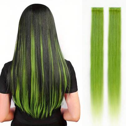 10 chiếc kẹp tóc dự tiệc màu đỏ, tóc nối Menglle nhiều màu sắc, dài 18 inch, kiểu kẹp.