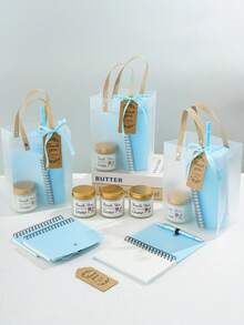 6 Sets Blue New Parent Shower Prizes For Adults Includes Plastic Tumbler Notebook Scented Candles Ballpoint Pen Gift Bag Party Gifts - 藍色 - 查看 3