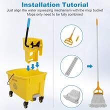 GCCSJ Pedal Mop Bucket, Commercial Mop Bucket With Drain, 35 Quarts, Yellow. Includes One Commercial Mop And An Extra Mop Cloth For Efficient Cleaning Of School, Office, And Hospital Floors (Yellow, 1 Bucket + 1 Mop).Pedal Mop Bucket, - B - View 10