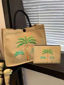 Túi xách cỡ lớn cổ điển: Họa tiết cây chà là, túi đi biển, kèm túi đựng mỹ phẩm, túi vuông nhỏ, mũ, dung tích lớn, dây đeo vai có thể điều chỉnh, sự kết hợp tiện lợi giữa túi nhỏ và túi đựng đồ, giải quyết vấn đề mỹ phẩm lộn xộn khi đi du lịch, túi đựng mỹ phẩm chuyên nghiệp. - Nhiều màu - Xem 7