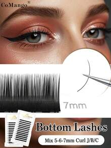 12 hàng J/B/C 0.07mm Màu đen mờ tự nhiên Mềm mại Pha trộn 5-7mm Lông mi giả trang điểm bằng lụa - Nhiều màu - Xem 6