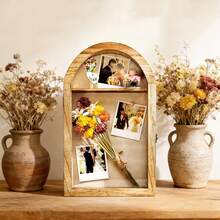 1PC Shadow Box Frame 10x16 Large Shadow Boxes Display Cases With Linen Back And Removable Shelves, Picture Frame Wedding Bouquet Memorabilia Medals Photos Memory Box For Keepsakes - Hanging Wooden Photo Frame - View 2