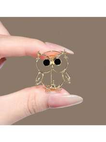 1pc Minimalist Hollow Owl Brooch, Unisex Cardigan Suit Sweater Lapel Pin Accessory, Women's Birthday Gift - Multicolor - View 8