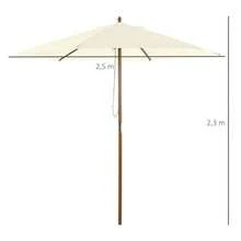 White Garden Parasol, 2.5m Diameter, 3 Tiers, Made Of Bamboo And Polyester, Ideal For The Garden And Terrace. Optimal Sun Protection. - B - View 3