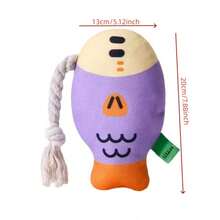 宠物玩具毛绒玩具，会发声，逼真的肥头鱼造型，配有棉绳，经久耐用，耐咬，狗狗磨牙玩具。 - 彩色 - 查看 2