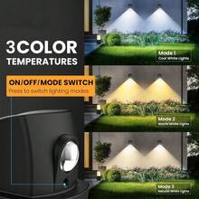 1pc LED 3-Color Solar Outdoor Light With 3-Level Dimming Function, Suitable For Porch, Backyard, Fence And Garden Decor Wall Lamp - 太陽能燈 - 查看 3