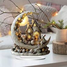 2D Acrylic Decorative Items, Moon Shaped Decor, Rustic Style Night Light, Easter Bunny Decor, Centerpiece Decoration, Glowing LED Light, Fairy Tale Home Decor, Aesthetic Room Decoration, Holiday Gift Ideas - A - View 4