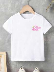 Disney-Sweet Girl Vibe! Toy Story 3 E.T. Pizza Planet Girls T-Shirt With Pink And Green Color-Blocked Checkered Print, Pure Cotton Loose Short-Sleeved Top - White - View 3