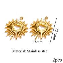 2/4件套不锈钢时尚镂空心形吊坠，项链，耳环，DIY首饰配件，情人节礼物 - 心形吊墜 - 查看 10