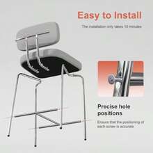Bar Stools Set Of 2 Kitchen Counter Stools With Backs And Metal Legs 26 Inch Barstools For Counter Height Fabric In Gray - Fabric In Gray - View 5