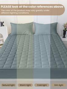 1件装防水舒适绗缝床垫保护套，柔软亲肤，适用于大号、特大号、单人床垫，双功能床垫罩，防尘防水，可机洗，最佳节日礼物 - 氧氣藍 - 查看 8