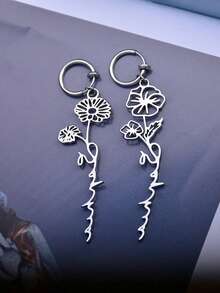 1 Pair Birth Flower Earrings Custom Name Drop Earrings Stainless Steel Personalized Jewelry Friendship Gift, Stainless Steel Earrings - Gold - View 3