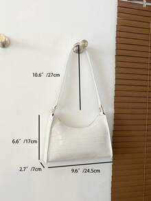 Bolso de hombro con relieve geométrico de unicolor - Blanco - Ver 2
