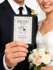 1pc Customized Wedding Commemorative Gift, Personalized Text Invitation Playing Cards, Unique Anniversary Gift, Bridal Shower Gift, Multi-Color Framed Playing Card Theme Cards, Wedding Decoration, Wedding Guest Gift - Multicolor - View 7