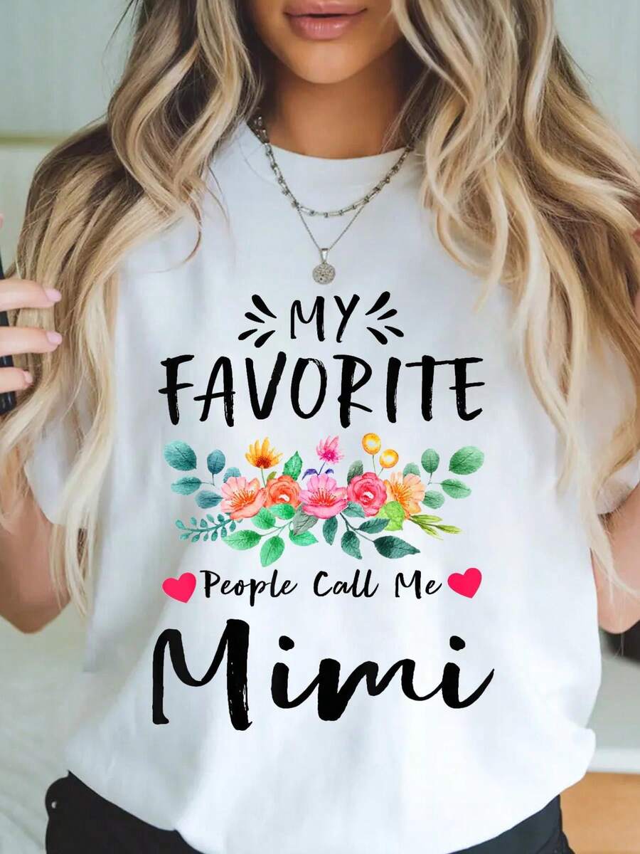 Mi gente favorita me llama Mimi camiseta floral del Día de la Madre - Blanco - Ver 1