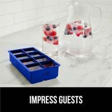 GORILLA GRIP Slow Melting Large Silicone Ice Cube Tray For Freezer, Easy To Push 8 Giant Square Cubes, Use For Cocktails, Iced Coffee, Water Bottle, Puree, Kitchen Bar Essentials, 1 Pack, Royal Blue - RoyalBlue - View 9