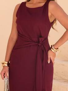 Dress With A Sophisticated Drape And A Front Knot. - Fig - View 5