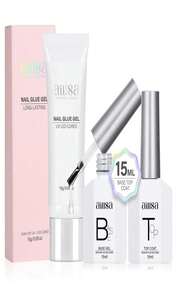 AILLSA Pegamento de uñas de gel sólido con base y capa superior - Blanco - Ver 1