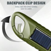 2pcs Portable Hand Crank Solar Powered Flashlight 3 LED Waterproof Carabiner Outdoor Emergency Light Suitable For Camping Hiking Daily Use - Multicolor - View 4