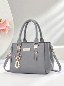 Fashionable Versatile Commuter Casual Handbag - Grey - View 6